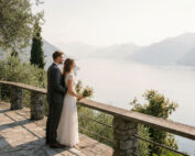 Ritratto fotografico coppia di sposi sul lago di Como