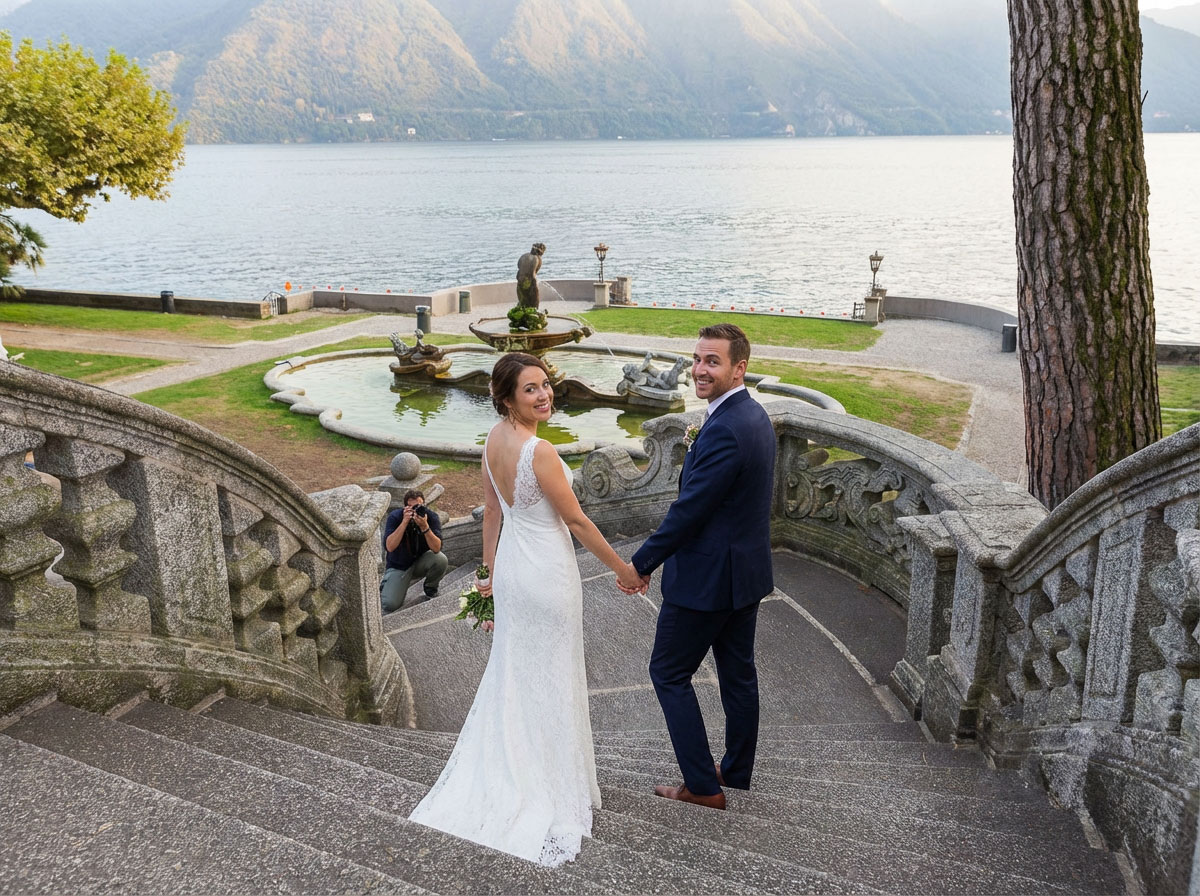 Ritratto sposi in una villa sul lago di Como