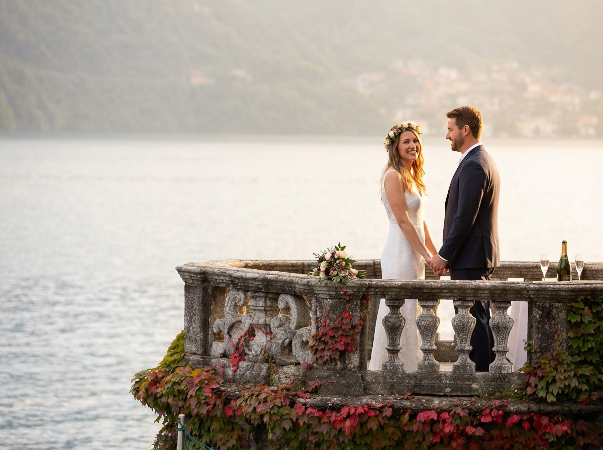 reportage-fotografia-matrimonio-lago-como-18 Ritratto sposi con Champagne in un affaccio sul Lago di Como. Realizzato da Marco Terranova, fotografo di matrimonio in Lombardia